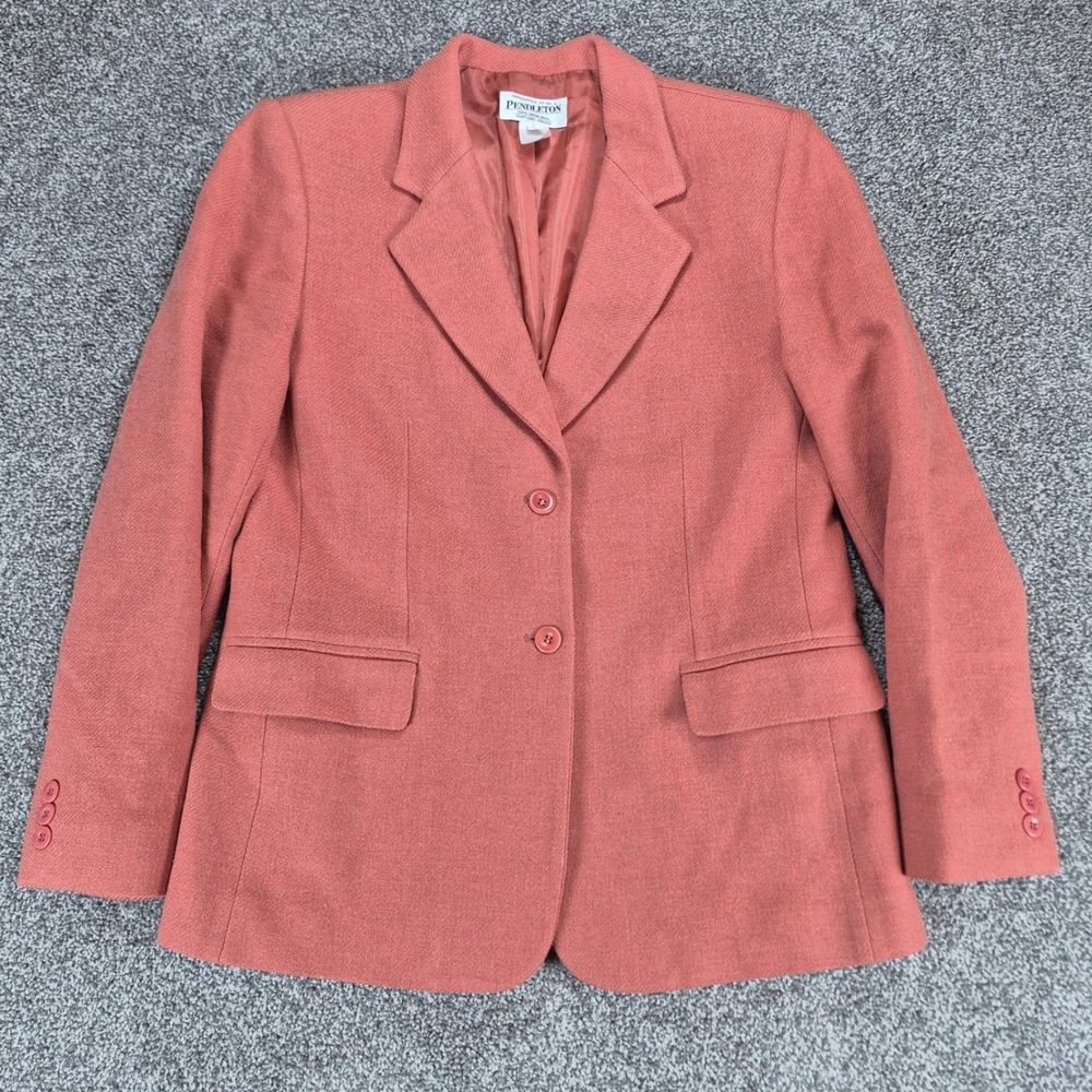 Vintage Pendleton Blazer Womens 8 Pink Wool Lambswool Jacket Made in USA